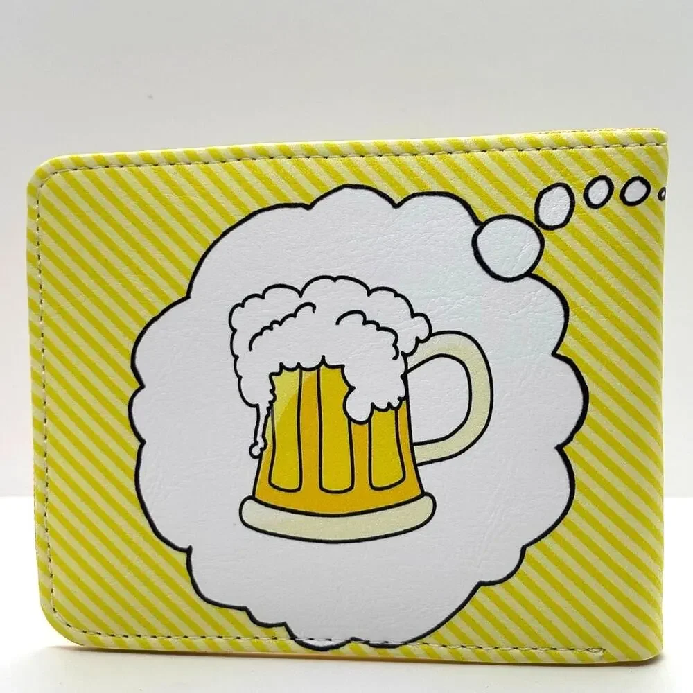 The Simpsons Homer & Beer Vegan Leather Wallet New Yellow 90s Cartoon, New